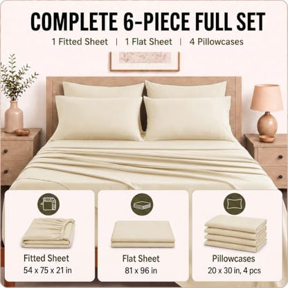 CozyLux Cal King Sheet Set 6-Piece, 21-Inch Deep Pocket, Soft Brushed Feel