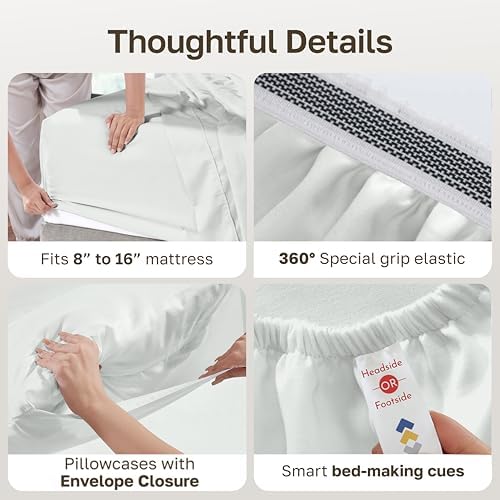 California Design Den Certified 100% Egyptian Cotton King Sheets, Ivory
