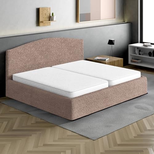 PAULATO BY GA.I.CO. Stretch Headboard and Frame Slipcover – Soft Bi-Elastic 1-Piece Bedframe Cover – Furniture Protector Machine Washable – Soft Taupe (King 75"-83" Wide)