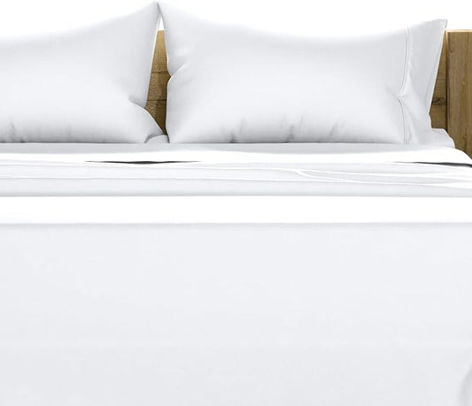 TEXAS LINEN CO. 100% Egyptian Cotton Sheets California King Size - 1500 Thread Count Cal King Sheet Set Egyptian Cotton, 4 PC Luxury Bedsheet (White), Soft, Cooling, 17" Deep Pocket Bedsheet Set
