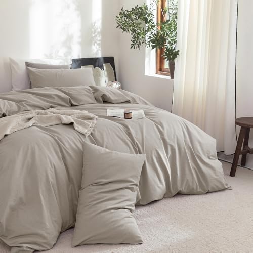 FOSSA Duvet Cover Set 100% Washed Cotton Linen Feel California King