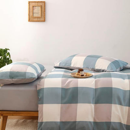 NSNLGSGC Buffalo Plaid Duvet Cover Set, Grayish Blue, Twin