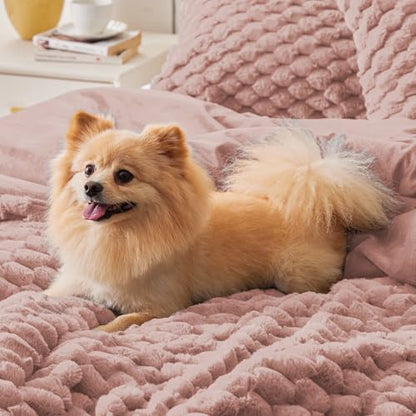 BEDELITE Fluffy Twin/Twin XL Comforter Set, Dusty Pink Bed Set 2 Pieces