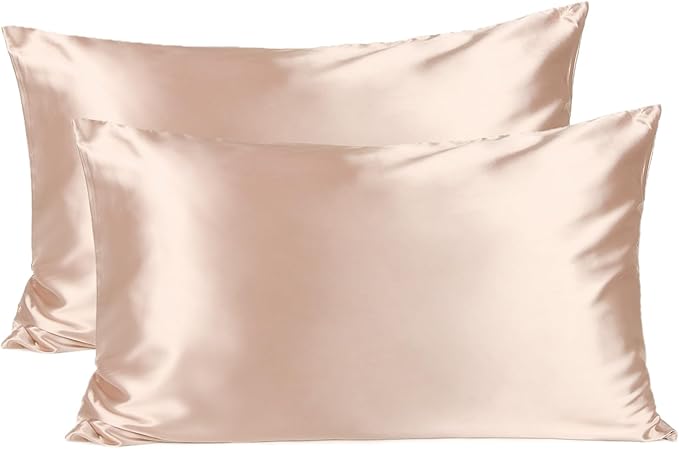 Yanibest Satin Pillowcase, Silk Pillow Cases for Hair and Skin with Zipper, Queen Pillow Cases Set of 2 for 20"x30", Exquisite Packaging for Women Men