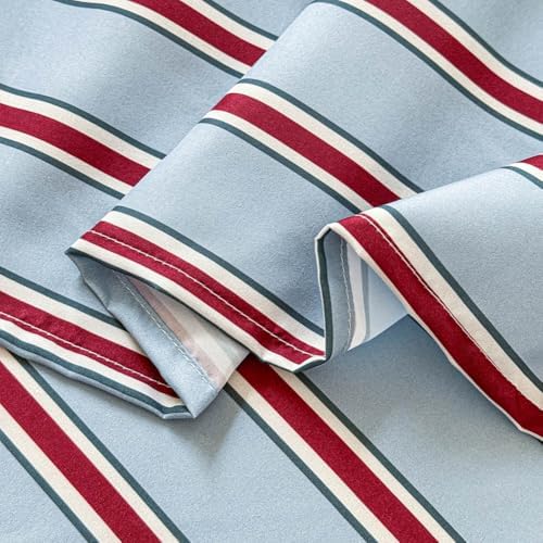 NSNLGSGC Blue and Red Retro Striped Duvet Cover Set, Twin