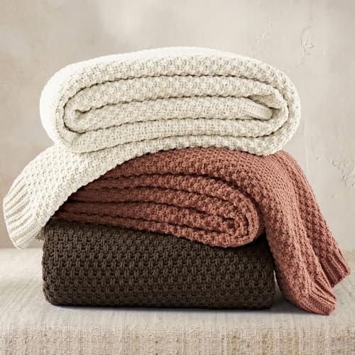 EVERGRACEHOME Chunky Chenille Knit Throw Blanket, 90 x 90, Terracotta Clay
