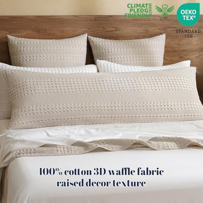 PHF Cotton Waffle Body Pillowcase 20" x 54", Oatmeal, No Insert