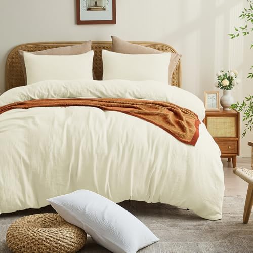 MEISHANG Muslin Duvet Cover King Size - 100% Organic Cotton