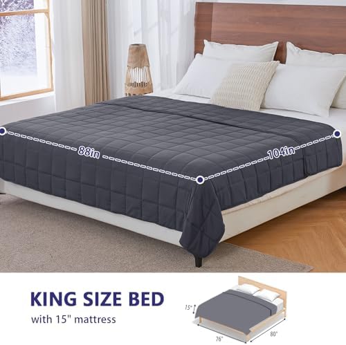 yescool King Size Weighted Blanket for Adults 25lbs, 88” x 104”, Grey