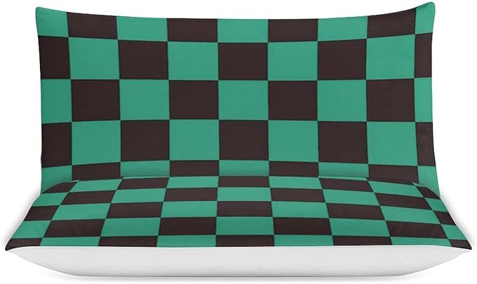 INFLAG Anime Bedding Set - Soft Brushed Microfiber 90x90 Inches Duvet Cover Set, 3 Piece, 1 Duvet Cover with Zipper Closure and 2 Pillow Shams (Queen,Green)