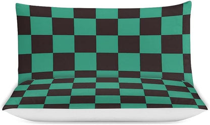 INFLAG Anime Bedding Set - Soft Brushed Microfiber 90x90 Inches Duvet Cover Set, 3 Piece, 1 Duvet Cover with Zipper Closure and 2 Pillow Shams (Queen,Green)