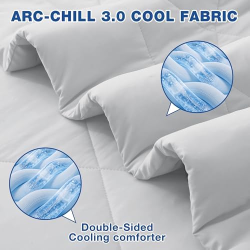 Viviland Cooling Blanket for Hot Sleepers, Cooling Comforter Queen Size, Breathable Lightweight Double-Sided Summer Blanket, Comfortable Soft All Season Grey 90 x 90 inches