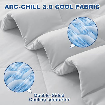 Viviland Cooling Blanket for Hot Sleepers, Cooling Comforter Queen Size, Breathable Lightweight Double-Sided Summer Blanket, Comfortable Soft All Season Grey 90 x 90 inches