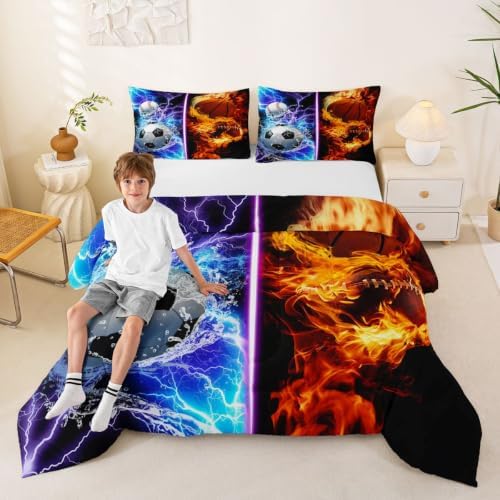 Erosebridal Baseball Soccer Basketball Football Bedding Queen,