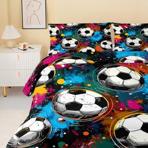 QOOMO Graffiti Football Kids Comforter Set Full Size