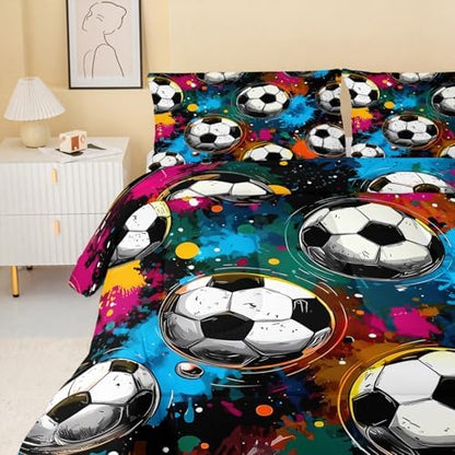 QOOMO Graffiti Football Kids Comforter Set Queen Size