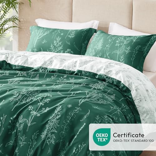 Love's cabin Emerald Twin Comforter Set - Twin XL Size Comforter Set Dorm Bedding, 2 Pieces Cute Floral Bedding, Soft Reversible Flowers Comforter, 1 Comforter & 1 Pillow Sham