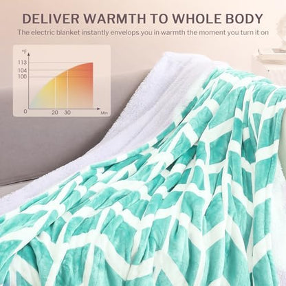 VENTIMI Heated Blanket Full, 9 Heat Levels & 2-10 Hours Auto Off, Green