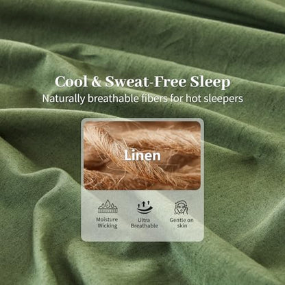 MEISHANG 100% French Linen Sheets King,6 Pcs,18-24" Extra Deep Pocket