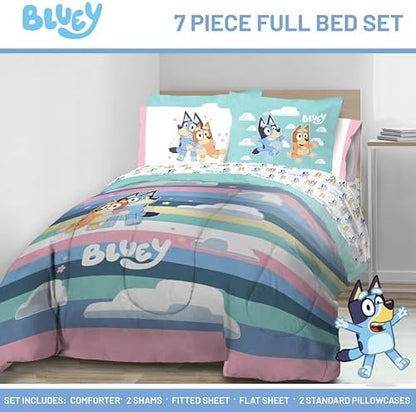 Bluey Bingo Full Size Comforter Set 7 Piece Soft Kids Bedding, Multi
