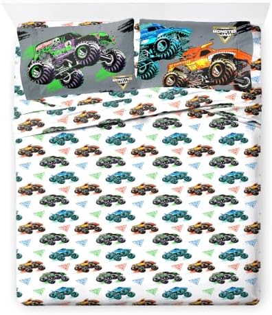 Monster Jam Trucks Queen Comforter Set 7 Piece Kids Bedding for Boys, Black