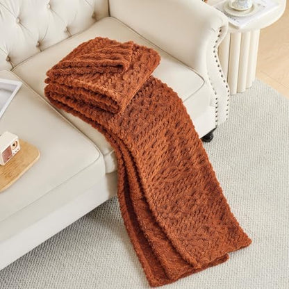 Rust Throw Blanket - Soft & Fluffy Fleece, Cute & Aesthetic, Perfect for Sofa, Couch, Chair, Bed, Living Room & Bedroom, All-Season Use, Plush & Cozy Decorative Blanket 50x60