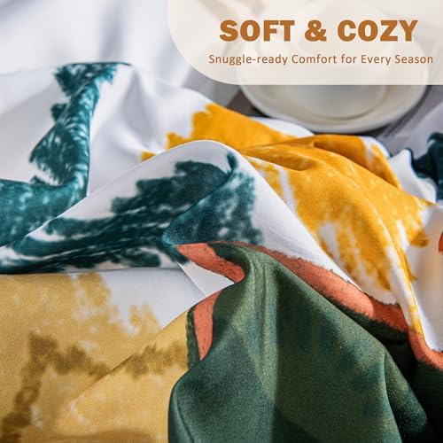 Tyrot Boho Floral King Comforter Set - 3 Piece Farmhouse Botanical Bedding Comforter Sets for All Season Soft Lightweight Mid Century Modern Bed Set, (1 Reversible Comforter and 2 Pillow Shams