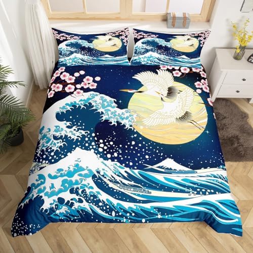 Feelyou Japanese Wave Duvet Cover Queen Size Boys Girls Teens