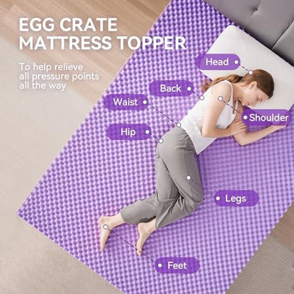 SINWEEK 3.8 Inch Egg Crate Memory Foam Mattress Topper Queen Size, Soft Mattress Pad for Back Pain Relief, Bed Topper, CertiPUR-US Certified