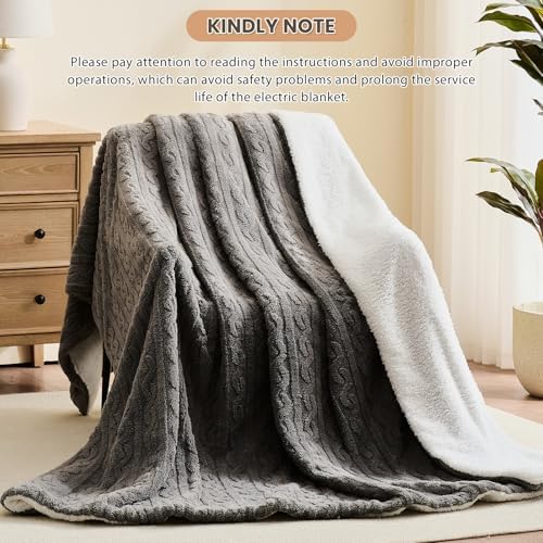 Homemate Heated Electric Blanket Twin 62"x84" Heating Throw Blanket