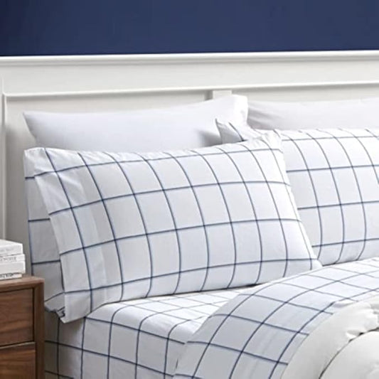 Nautica - King Sheet Set, Cotton Percale Bedding Set, Crisp & Cool, Stylish Home Decor (Plot Blue, King)