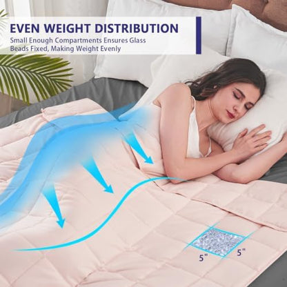 yescool Weighted Blanket for Adults 17lbsQueen Size, 60" x 80", Pink