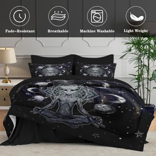 WeCozy Twin Comforter Set with Sheets, 5 Pieces Alien Space Bedding