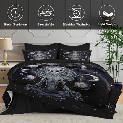 WeCozy Full Comforter Set with Sheets, 7 Pieces Alien Space Bedding