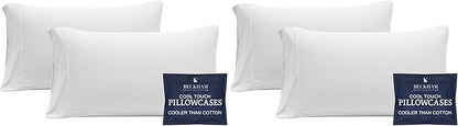 Beckham Hotel Collection Cooling Pillowcases for Hot Sleepers, King Size Cool Touch Pillow Cases, Buttery Soft, Hair & Skin Friendly, White (4 Pieces)