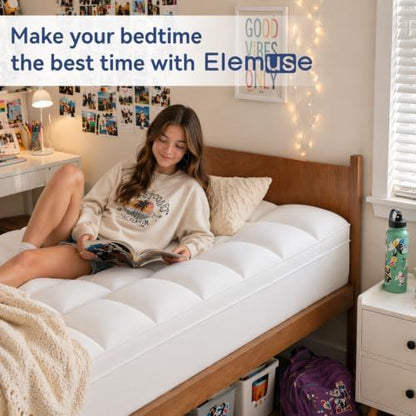 ELEMUSE Twin Mattress Topper, Extra Thick Pillow Top Mattress Pad Cover