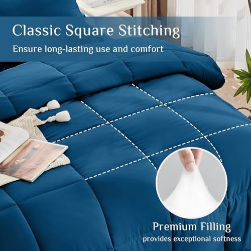 JOLLYVOGUE Queen Comforter Set, Ultra-Soft Bed in a Bag Queen Size 7 Pieces, Oeko-TEX Certified Bedding Set with Down Alternative Comforter, Sheets, Pillowcases & Shams, Teal