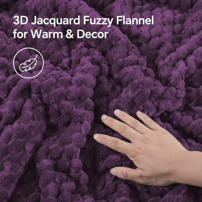 BEDELITE Fluffy Full Size Comforter Set, Purple Fleece Bed Set 3 Pieces