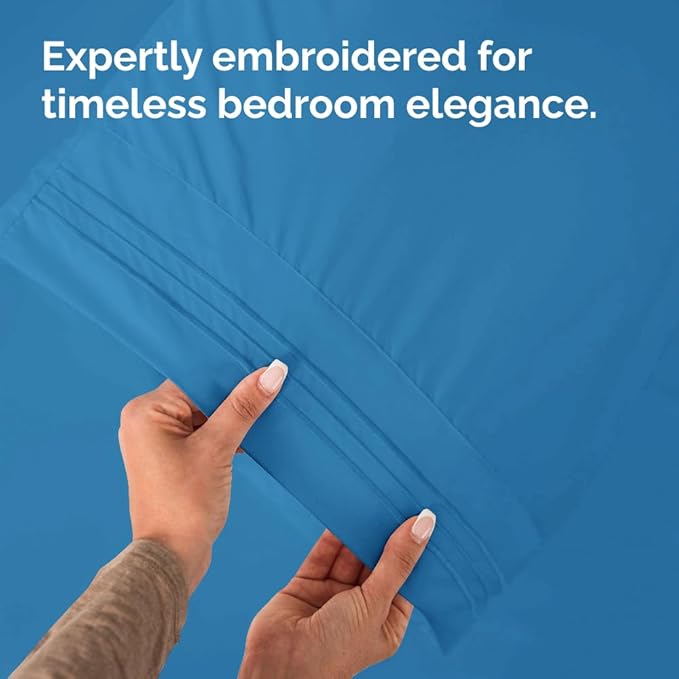 Standard Pillow Cases Set of 4 - Ultra Soft Hotel Quality Pillowcase Covers - Comfy Bedding for Women, Men, Kids & Teens - Machine Washable Pillow Protectors - 4 Piece Set - Standard Size Denim Blue