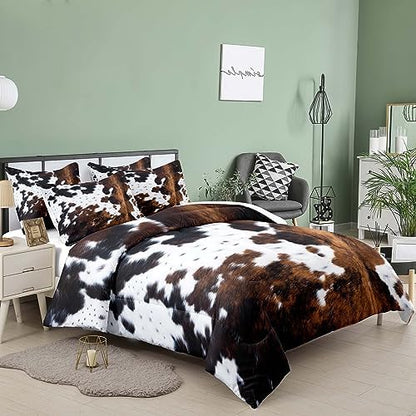 Tailor Shop Cow Print Bedding Set - King Size Cartoon Comforter Set for Kids Teens Boys Girls - 1 Comforter and 2 Pillowcases