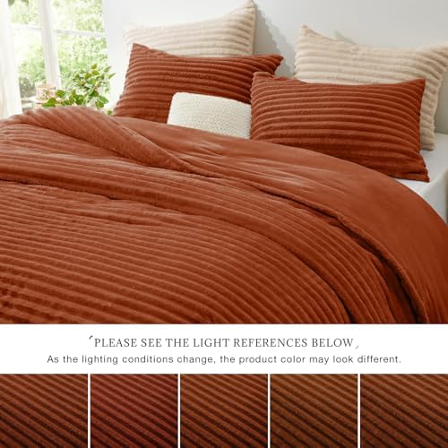 EXQ Home Fluffy Comforter Set Full Size,3 Pieces Bed Set,Terracotta