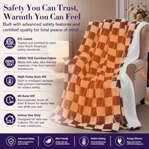 Deep Purple Electric Blanket Heated Twin 62"X84", Heating Blanket Twin