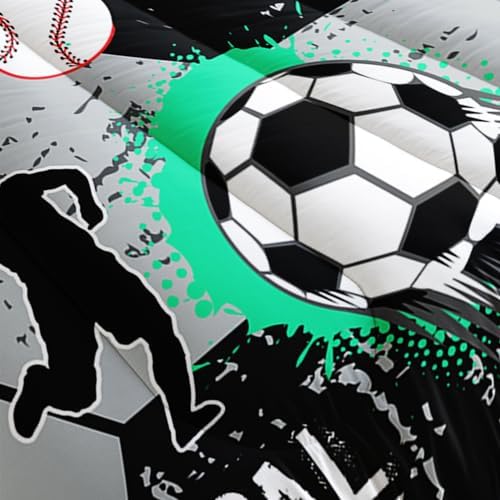 Soccer Bedding Comforter Set Queen Size with 2 Pillowcases.