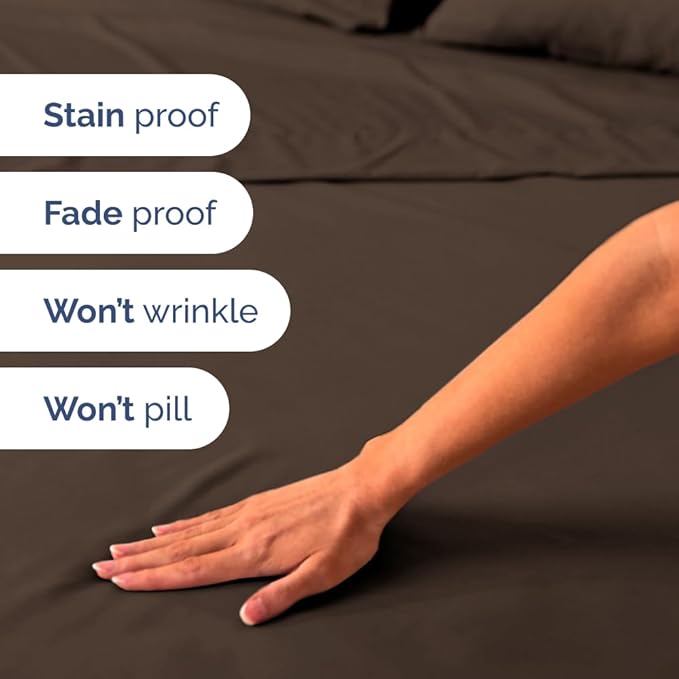 Full XL Bed Sheet - 4 Piece Full XL Bed Sheets Set - Soft, Breathable & Cooling - Hotel Luxury Bedding for Women, Men, Kids, Teens, Boys & Girls - Deep Pockets, Comfy, Fade and Wrinkle Free - Brown