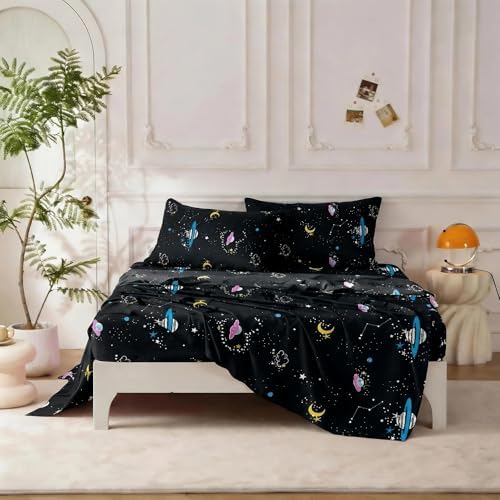 SDY Space Twin Bedding Set with Cozy Space Comforter and Sheets ，Kids Bed in a Bag for Boys Girls