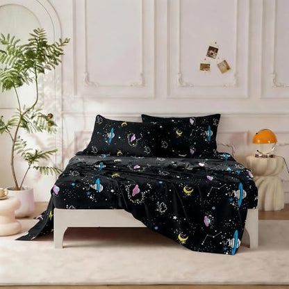 SDY Space Twin Bedding Set with Cozy Space Comforter and Sheets ，Kids Bed in a Bag for Boys Girls