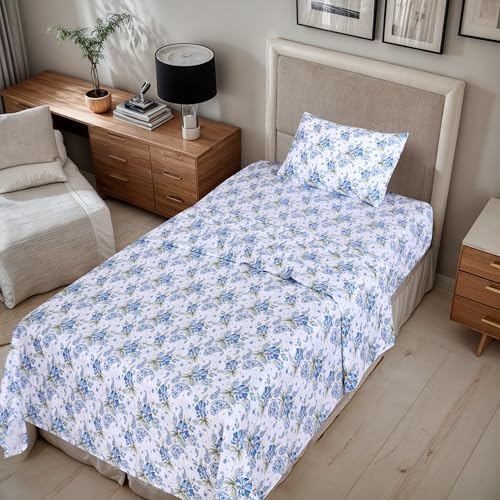 RUVANTI 100% Cotton Twin XL Sheets, Percale Weave Twin XL Set, Paislyona