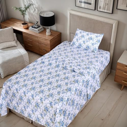 RUVANTI 100% Cotton Twin XL Sheets, Percale Weave Twin XL Set, Paislyona