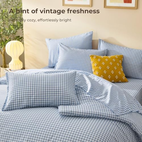 Litanika Twin/Twin XL Comforter Set 5 Pieces Cornflower Blue Gingham
