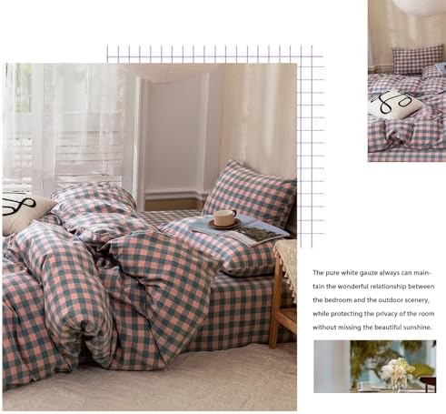 Checkered Comforter Set King Size Purple Pink Plaid Bedding Comforter Cotton Fabric with Microfiber Inner Fill Soft Fluffy Bed Set 3 Pieces Grid Bedding Checkered Pattern Comforter with 2 Pillowcases